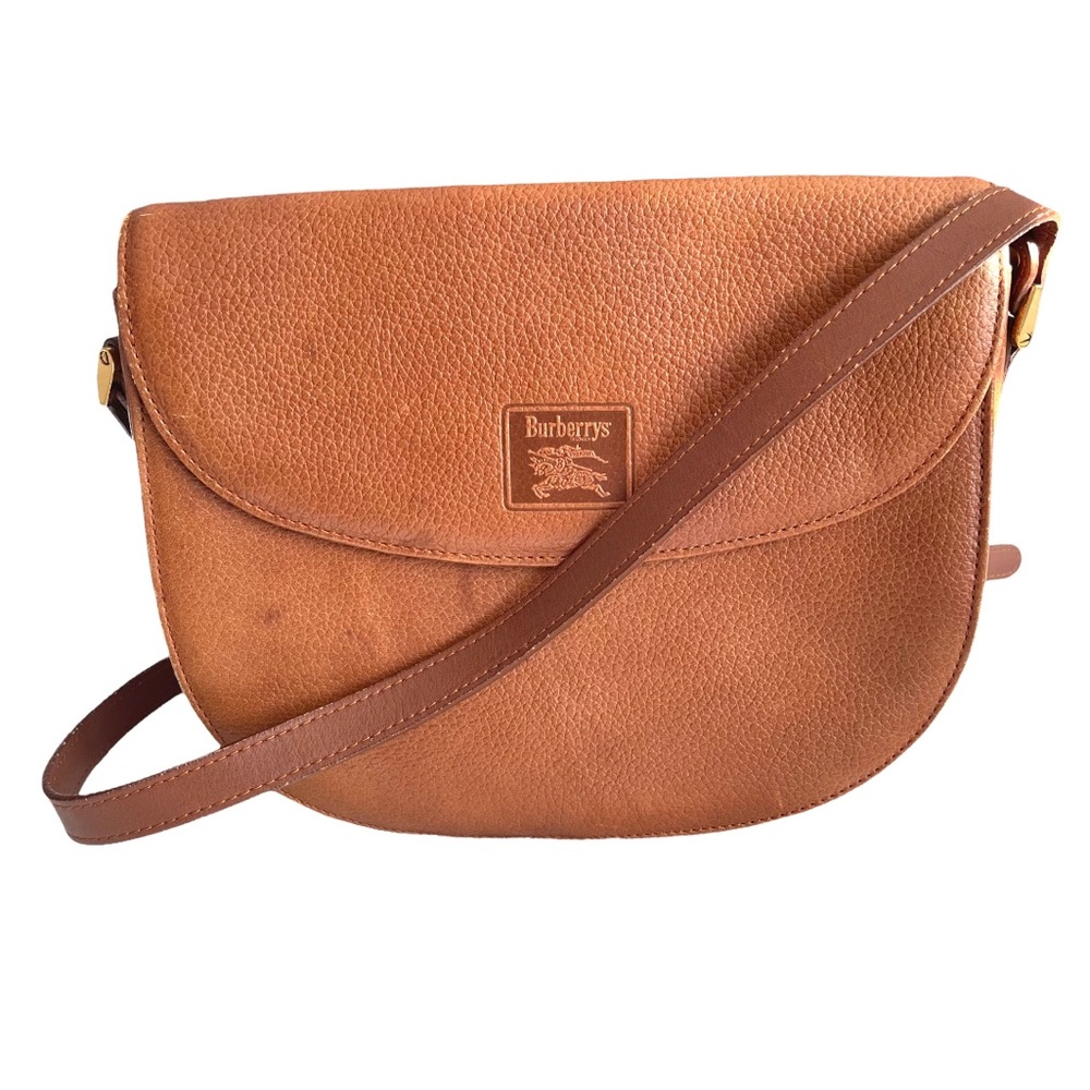 Authentic Burberry Vintage Leather Crossbody Warm Tan Bag